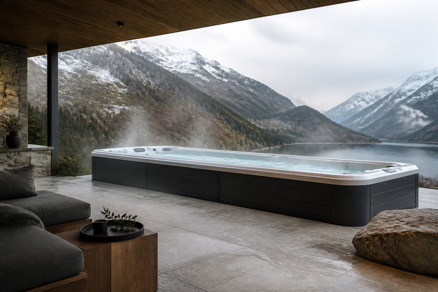 Whirlpool auf der Terrasse: Alles zu Statik, Planung und Premium-Modellen – Whirlpool Terrasse von GRAND WHIRLPOOLS, dem Schweizer Anbieter grosser Outdoor-Whir
